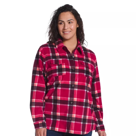 ✨Eddie Bauer✨ NWT Plus Size Quest Plaid Flannel Shirt Size XXL/2XL Red Black - Picture 1 of 12